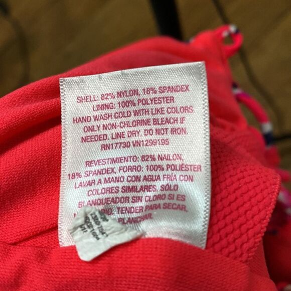 WOMENS XHILARATION CROSS-TIE PLUNGE BACK ONE-PIECE FLORAL SWIMSUIT, PINK/RED - Picture 8 of 10